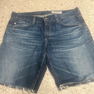 Ag Adriano Goldschmied Blue Jean Shorts Distressed Frayed Hem
